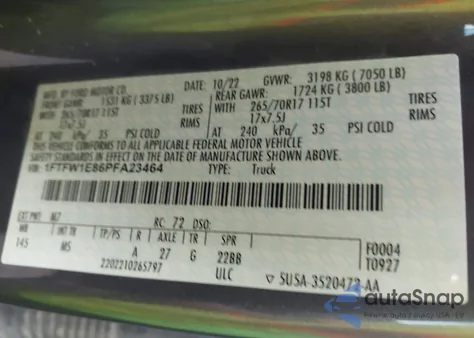 2023 Ford F-150 Xlt z USA, uszkodzony, nr VIN 1FTFW1E86PFA23464